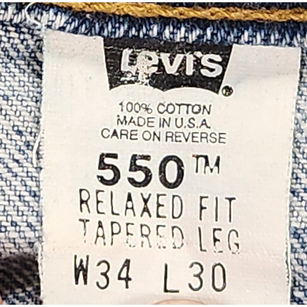 Levis 550 Jeans Mens 34x30 Blue Relaxed Fit Tapered Leg Vintage 90s Made In USA - Picture 6 of 10